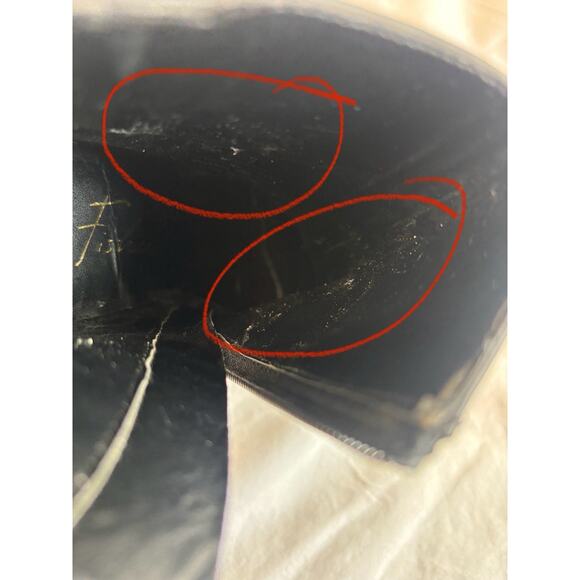 Marc Fisher Black Leather & Gold Aprille Ankle Booties Sz 5.5 Night Out Clubbing - Picture 14 of 16